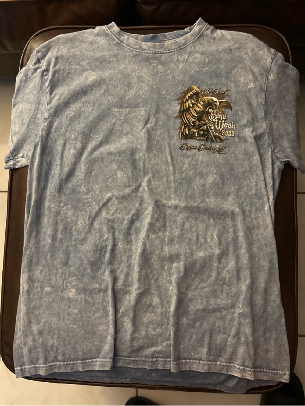 2025 Daytona Bike Week Vintage-Style Blue Washed Eagle Graphic Tee